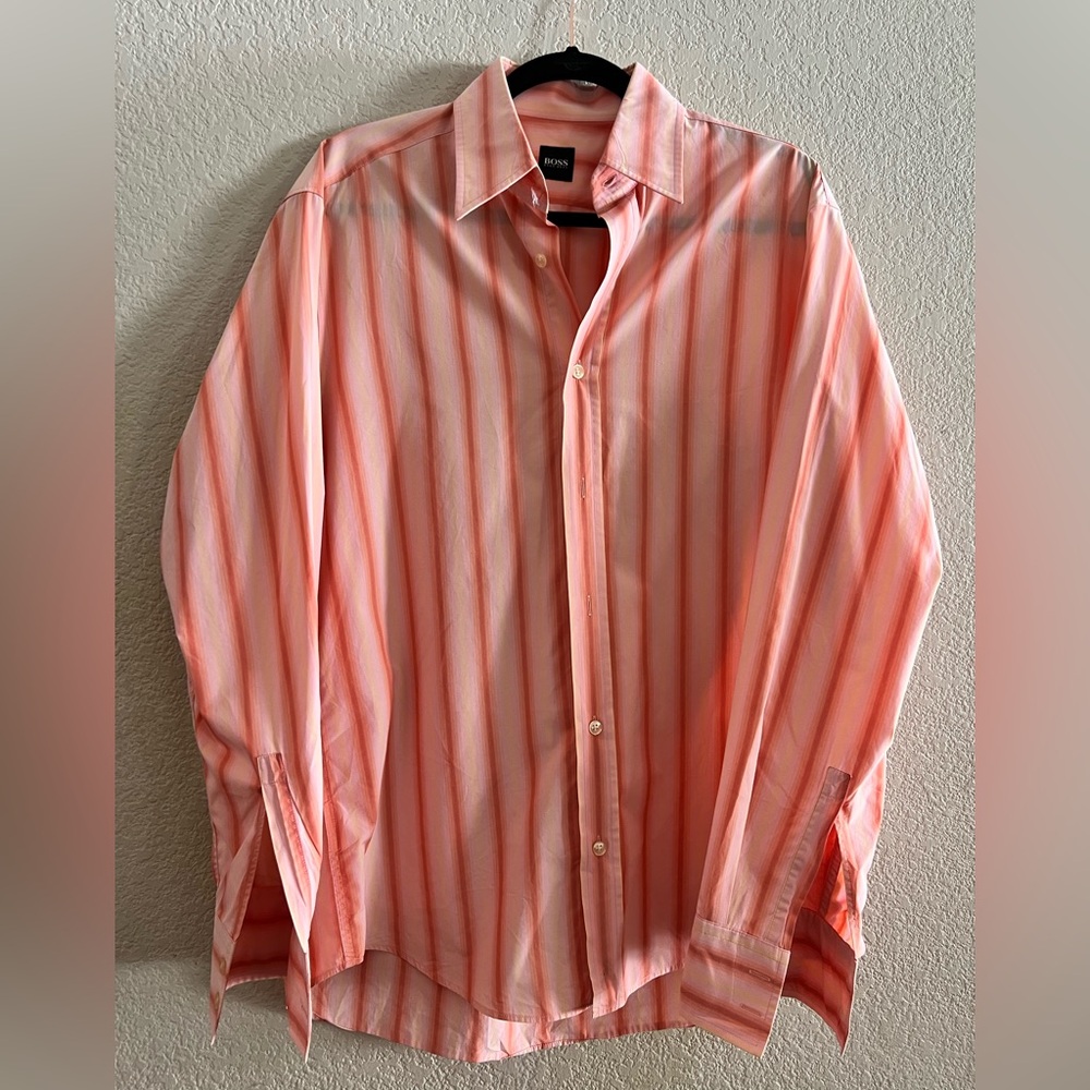 Men’s Hugo Boss Vibrant Pink and Orange Top Sz M